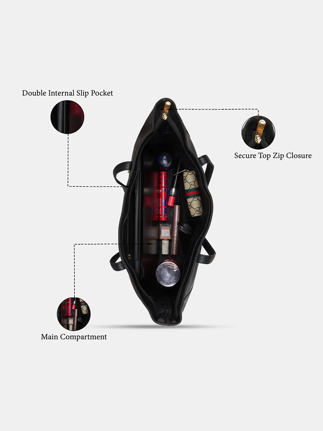 Caprese Yorkie Horizontal Large Black Laptop Bag - Image 4