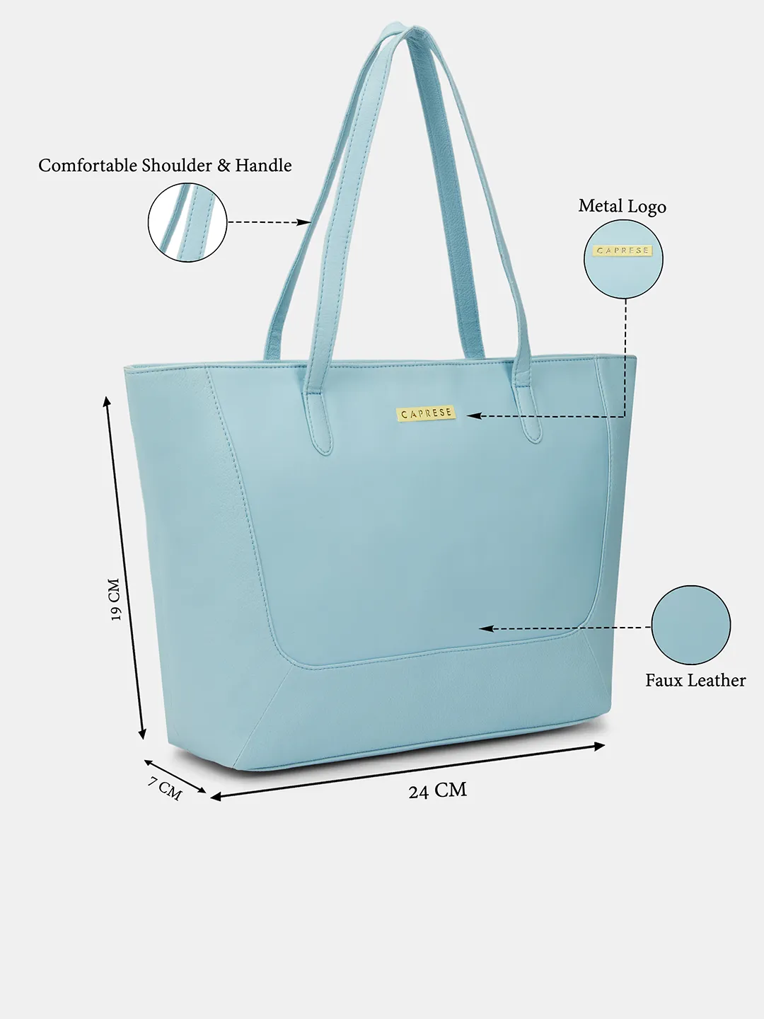 Caprese Yorkie Horizontal Large Powder Blue Laptop Bag - Image 3