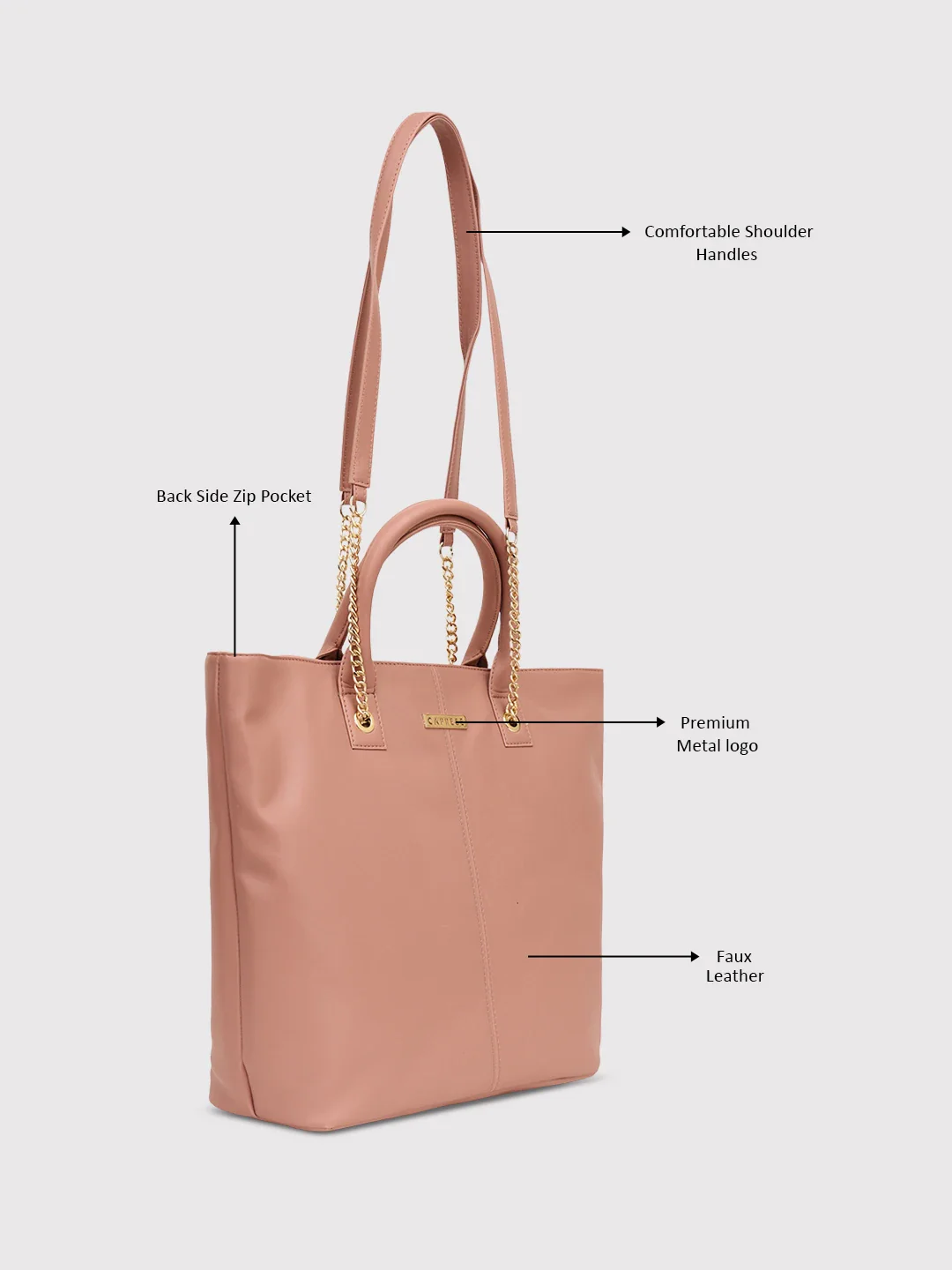 Caprese Yura Medium Soft Pink Tote Bag - Image 10