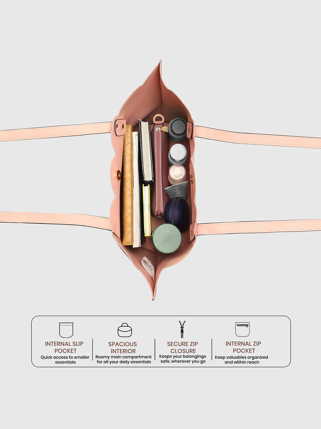 Caprese Zaria Large Blush Open Tote Bag - Image 5