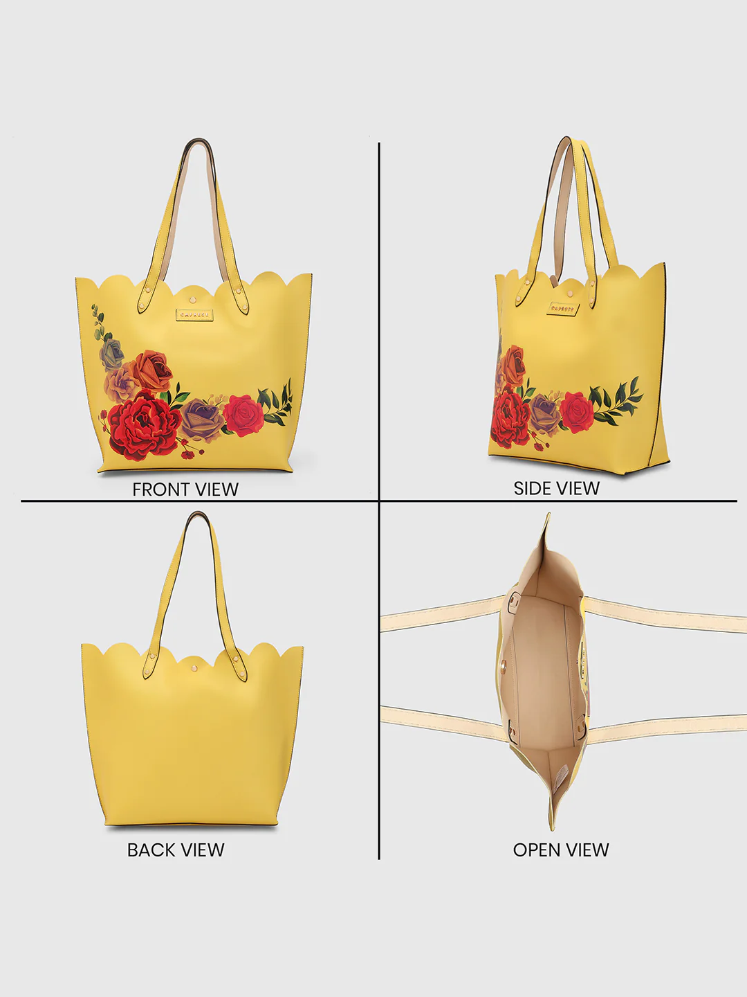 Caprese Zaria Large Light Yellow Open Tote Bag - Image 13
