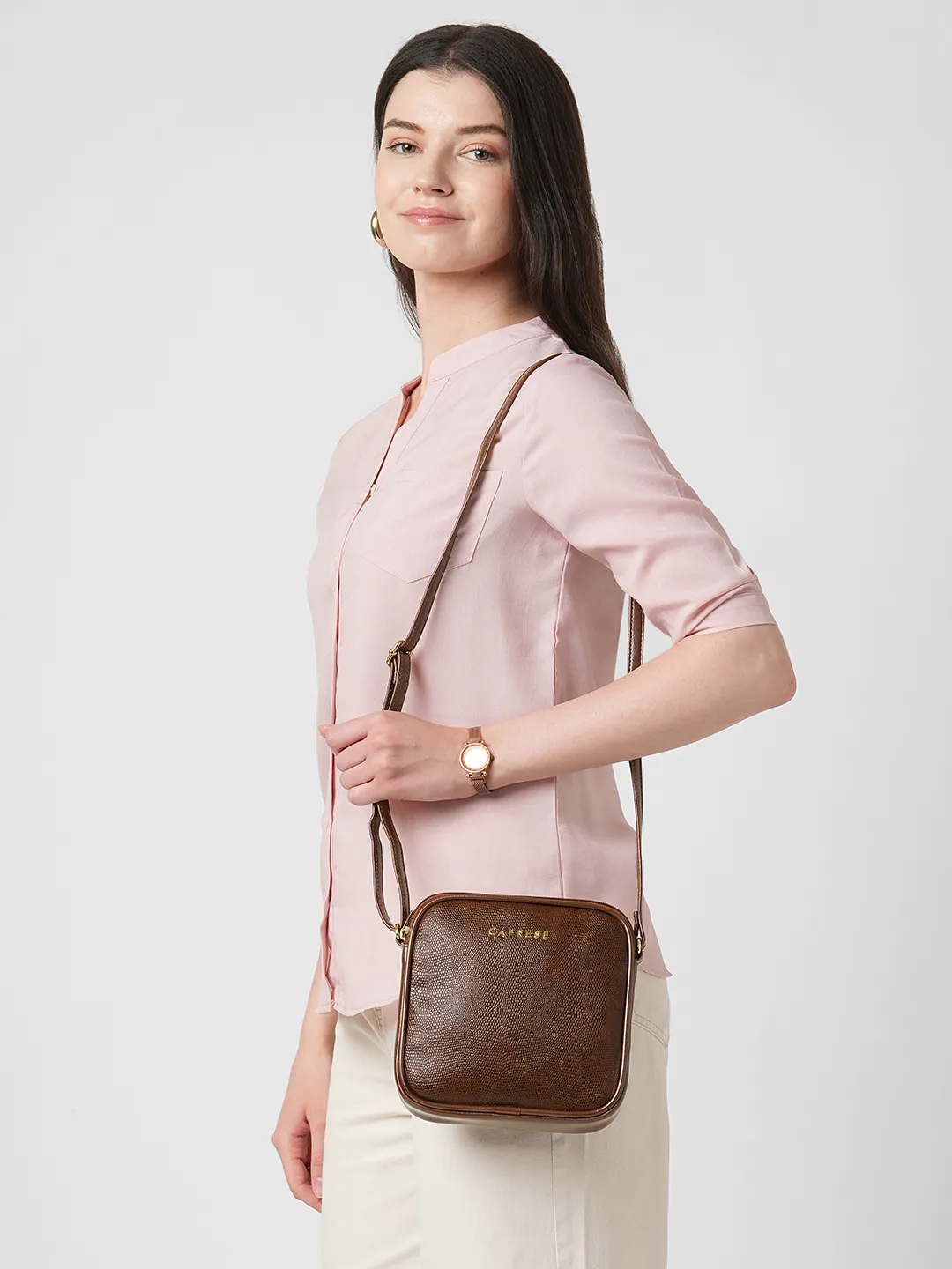 Caprese Zenith Medium Brown Sling Bag - Image 2