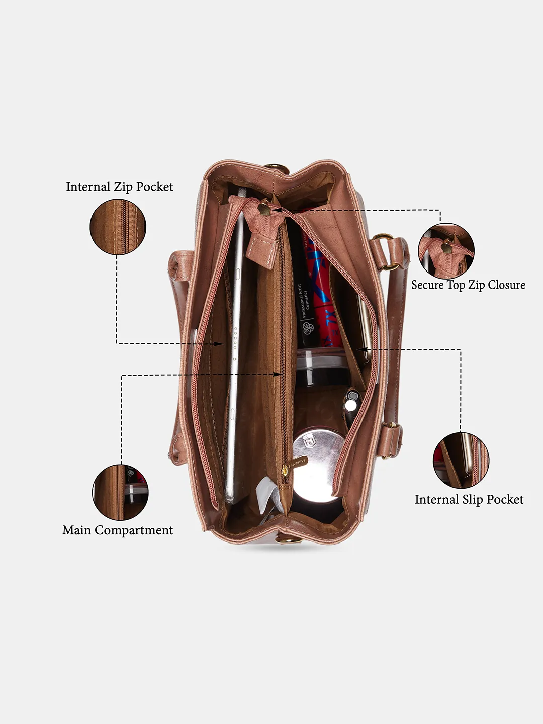 Caprese  Zenith Medium Dusky Pink Satchel Bag - Image 7