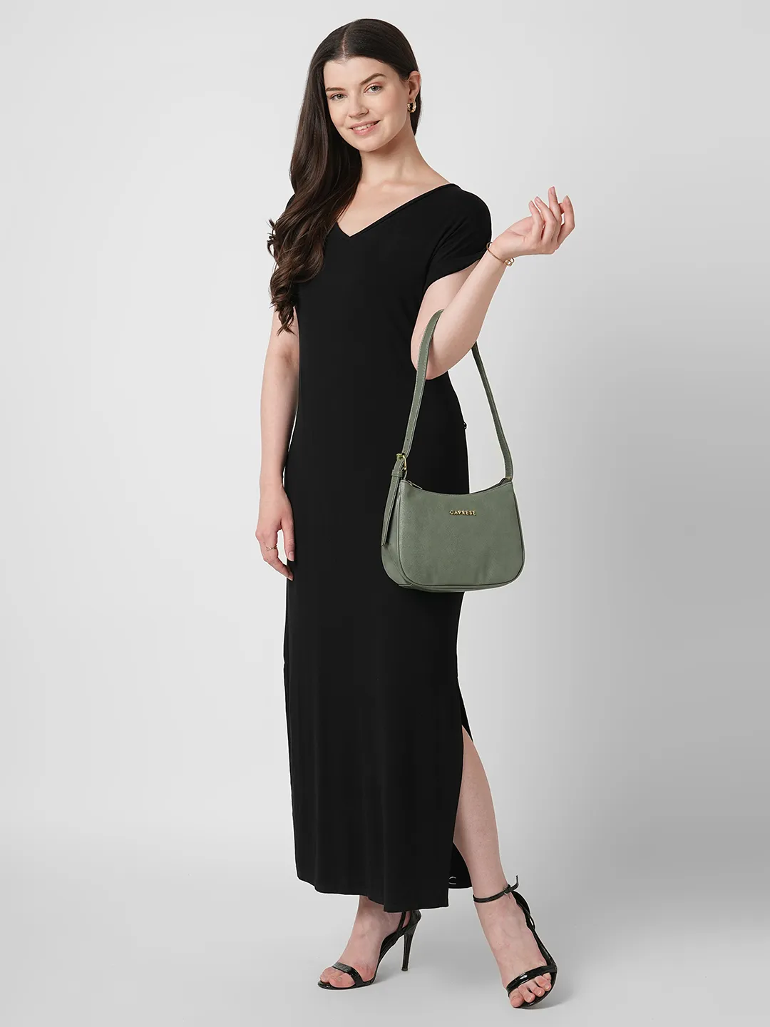 Caprese Zenith Medium Sage Green Baguette Bag - Image 9