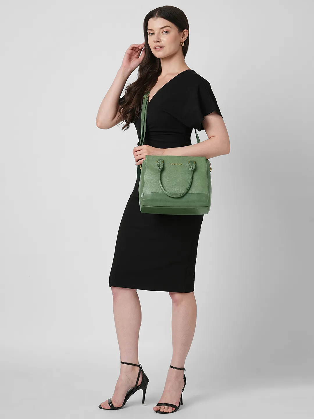 Caprese Zenith Medium Sage Green Satchel Bag - Image 7