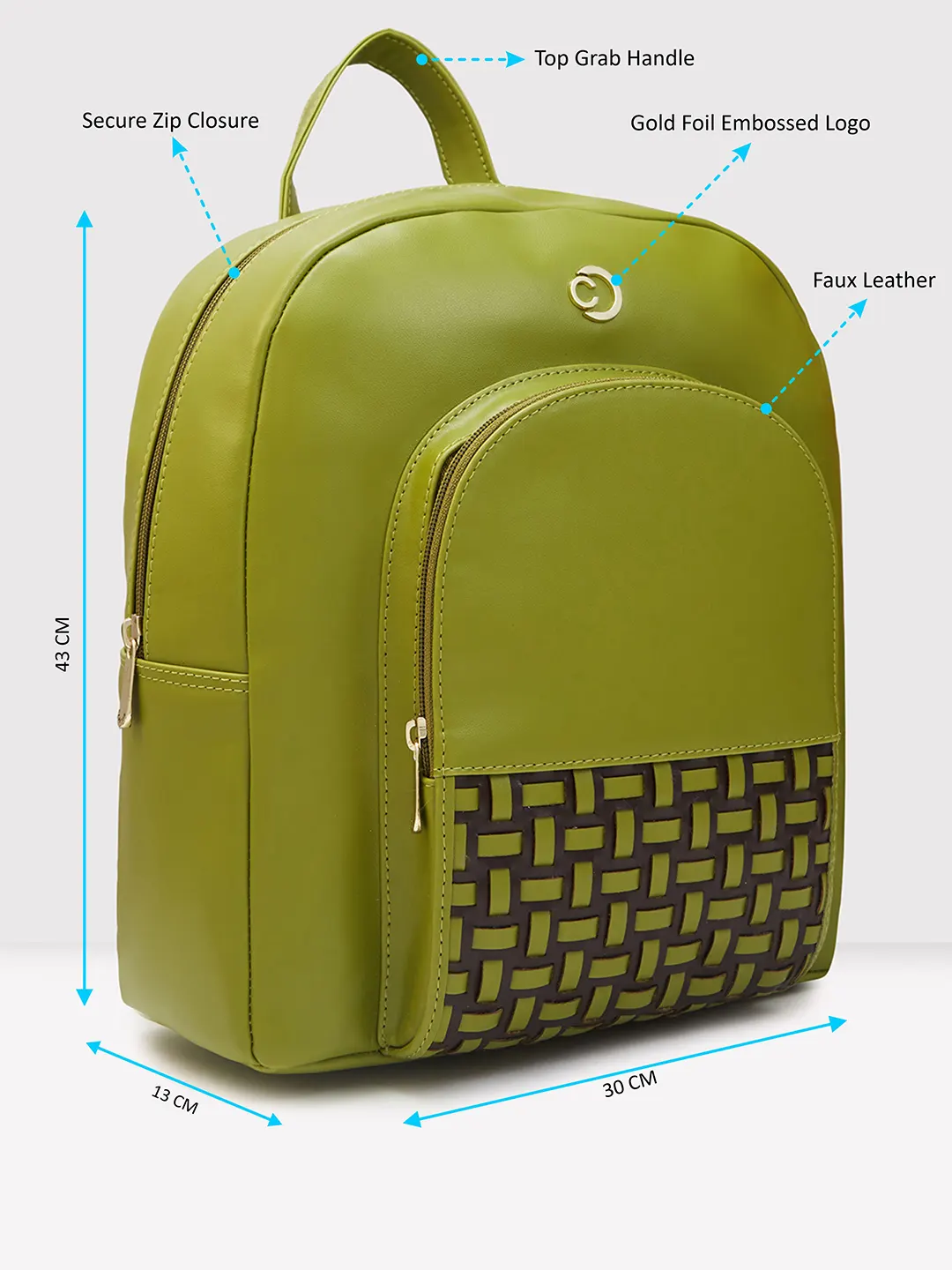 Caprese Zeta Quilted Large Olive Backpack - Image 7