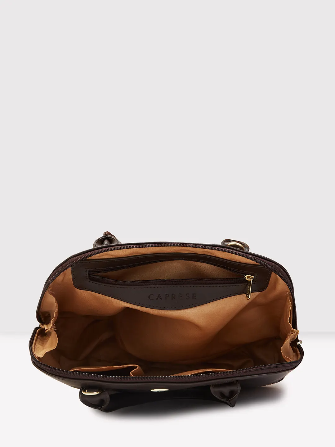 Caprese Zeta Medium Quilted Chocolate Satchel Bag - Image 10