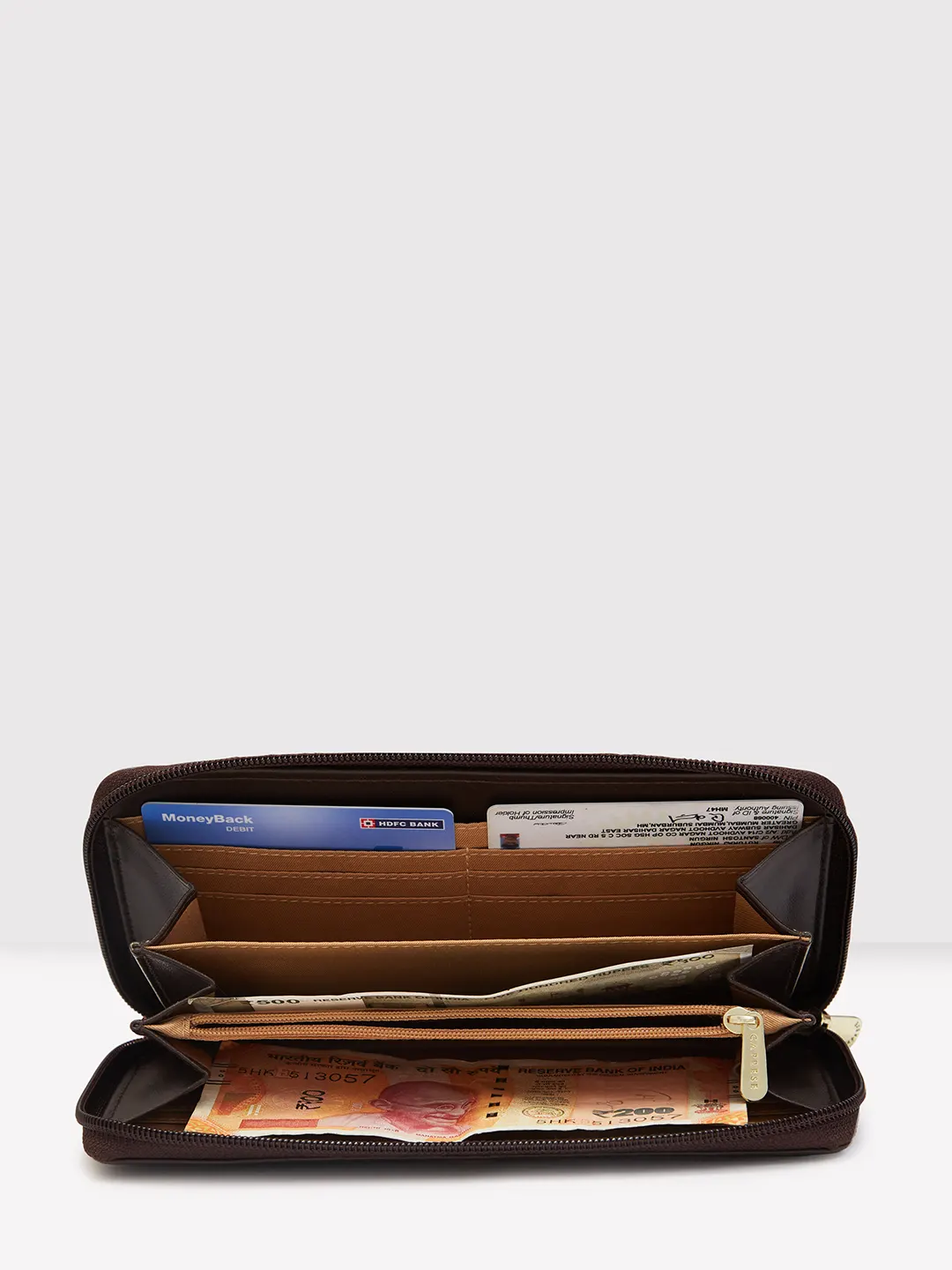 Caprese Zeta Quilted Large Chocolate Zip Around Wallet - Image 9