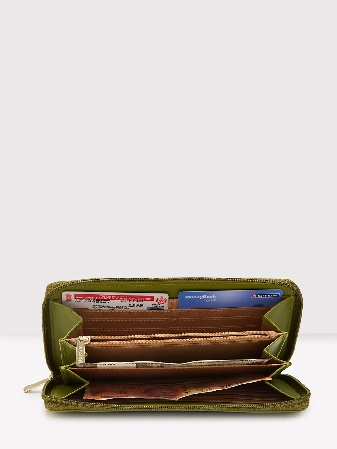 Caprese Zeta Quilted Large Olive Zip Around Wallet - Image 10