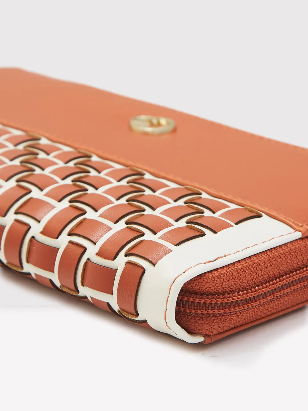 Caprese Zeta Quilted Large Tan Zip Around Wallet - Image 6