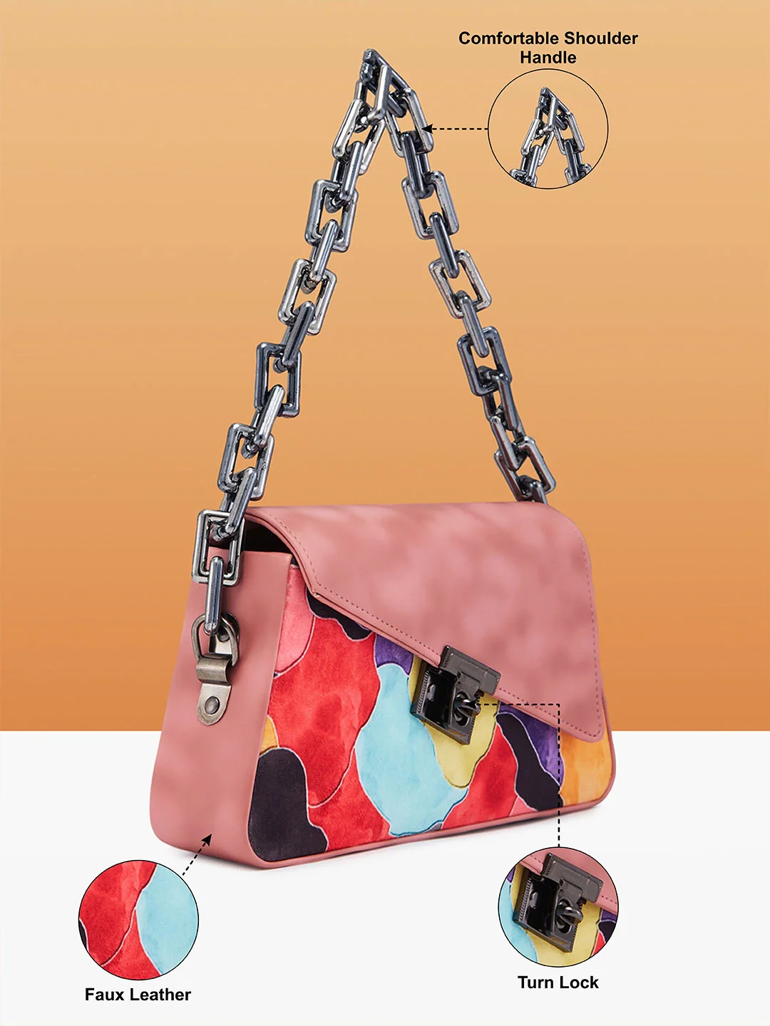 Caprese Ziko Medium Dark Pink Sling Bag - Image 3