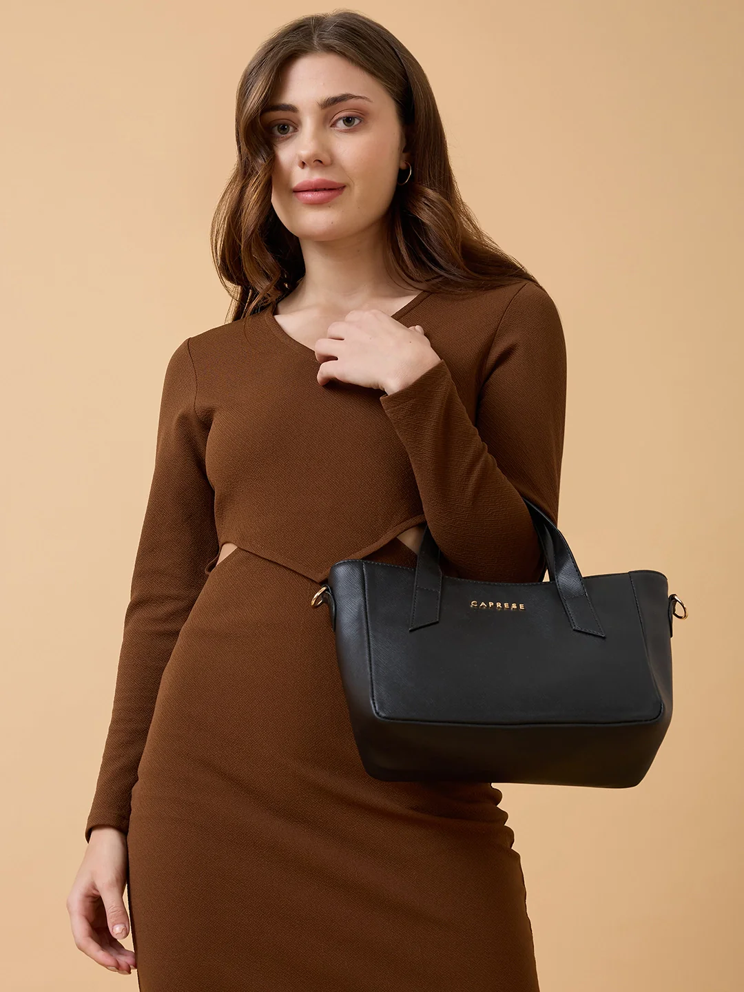 Caprese Ziri Small Black Satchel Bag - Image 8