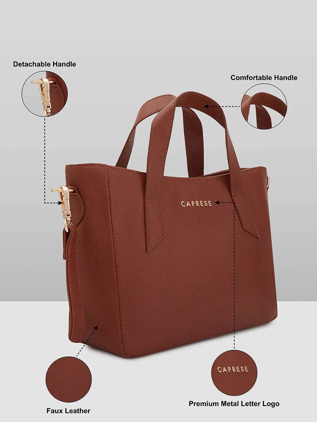 Caprese Ziri Small Brown Satchel Bag - Image 5