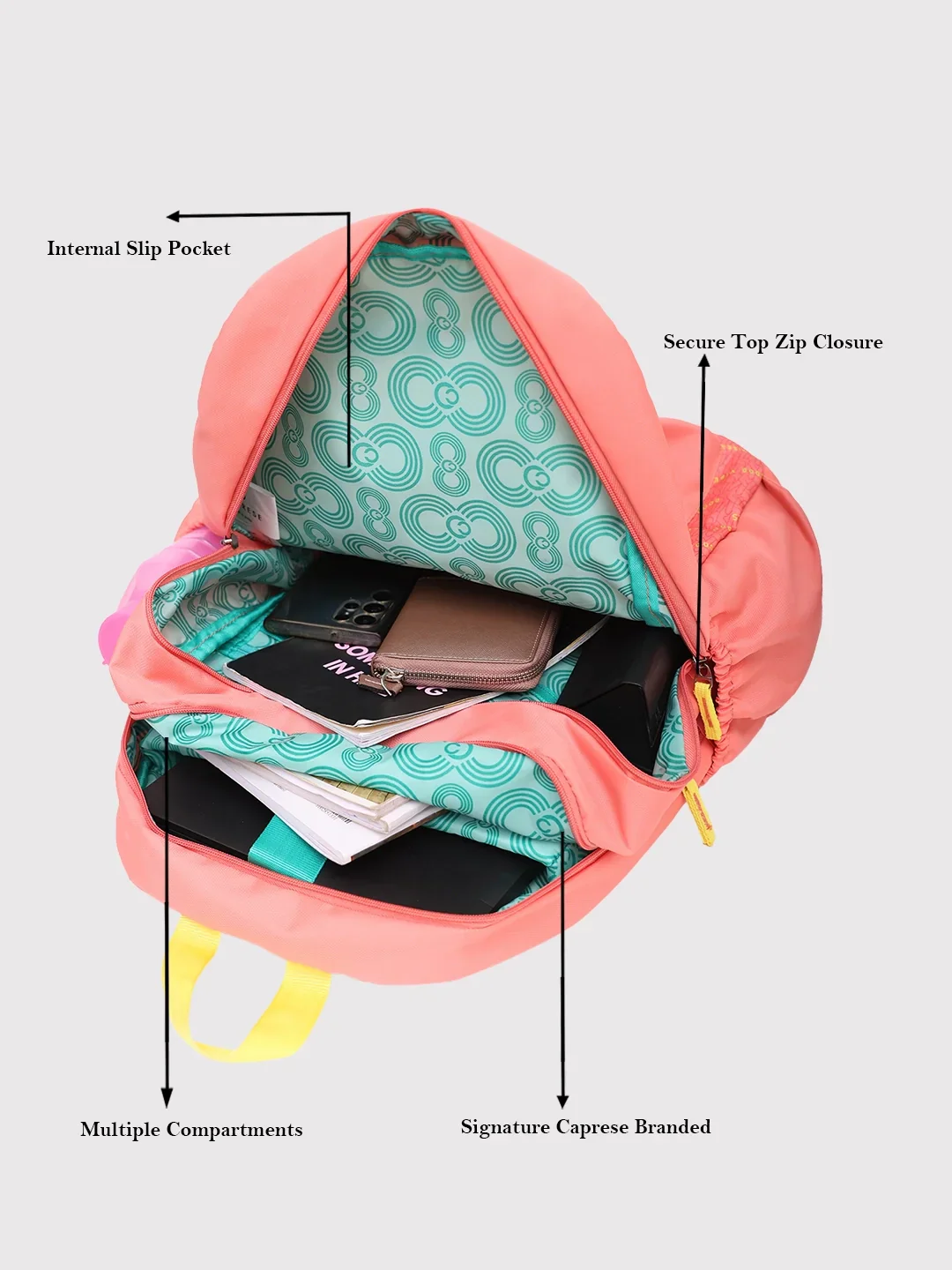 Caprese Zoe X-Large Peach Laptop Backpack - Image 7