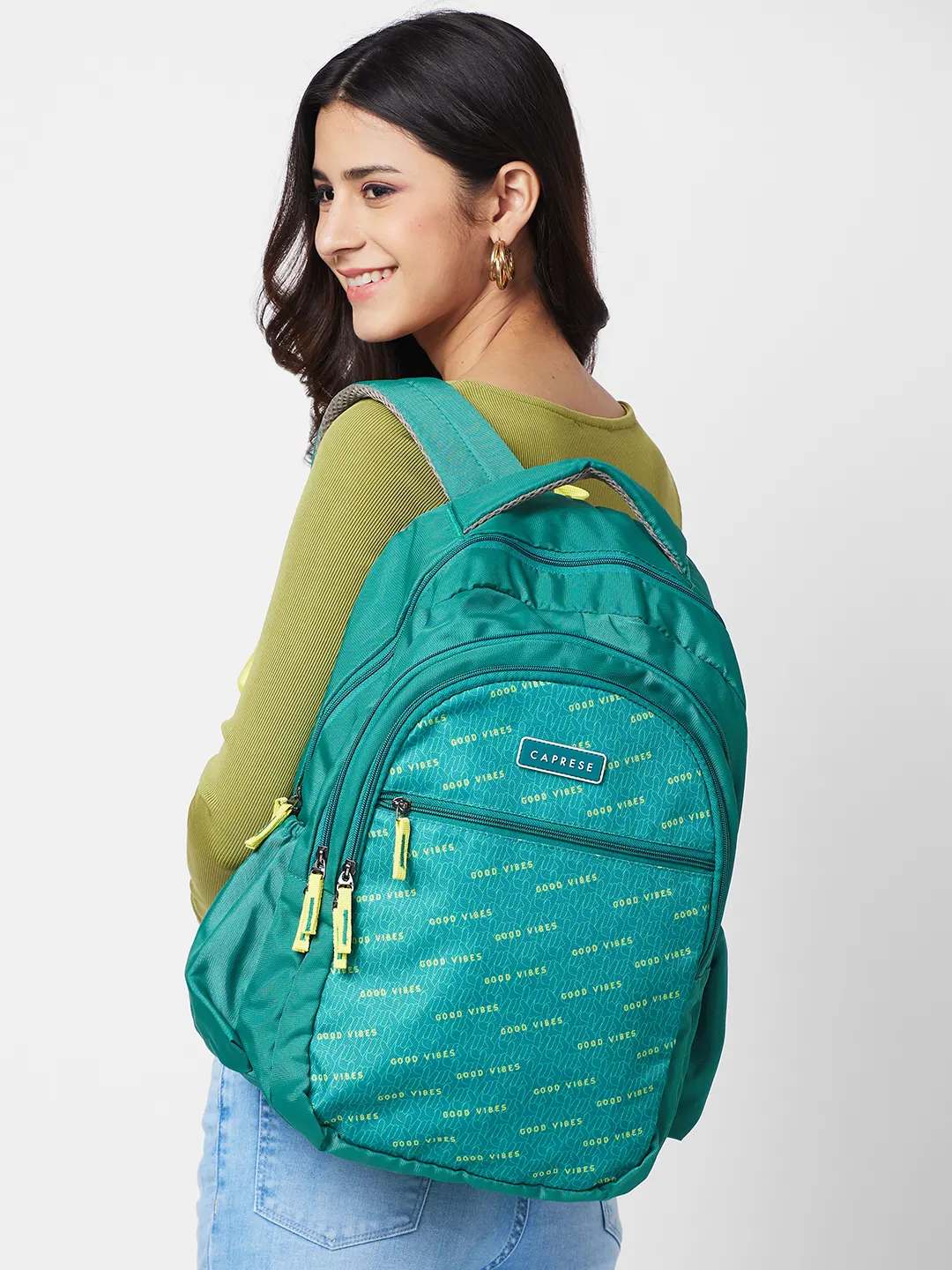 Caprese Zoe Large Sage Green School Backpack - Image 3
