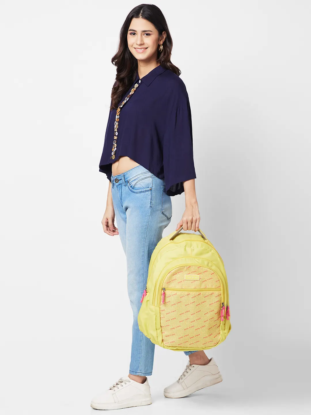 Caprese Zoe Large Yellow School Backpack - Image 2