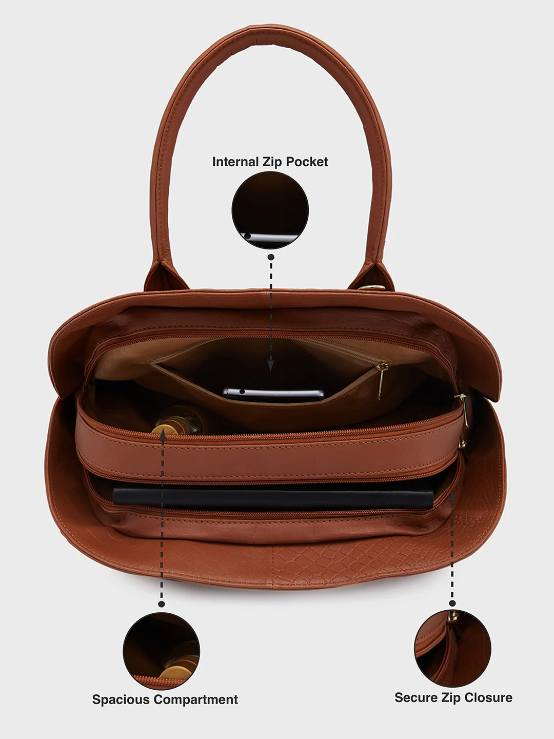 Caprese Zoia Medium Dark Brown Satchel Bag - Image 9