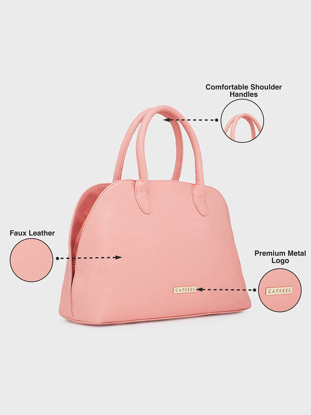 Caprese Zoia Medium Salmon Satchel Bag - Image 8