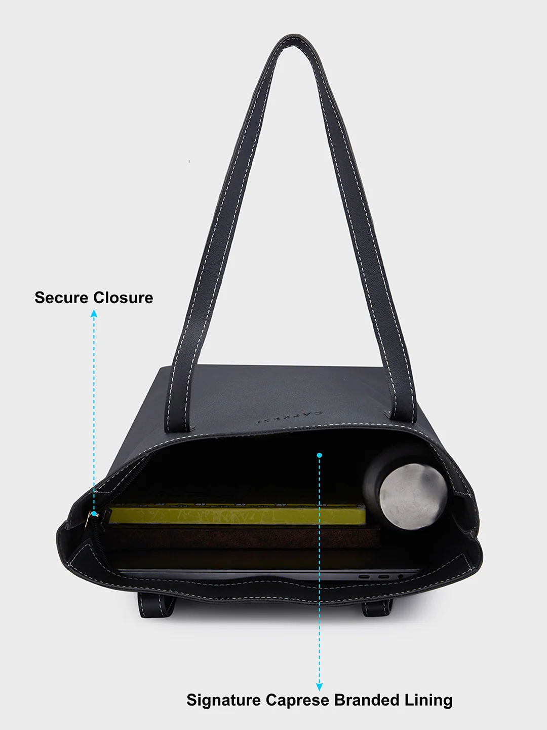 Caprese Zyla Large Black Tote Bag - Image 7