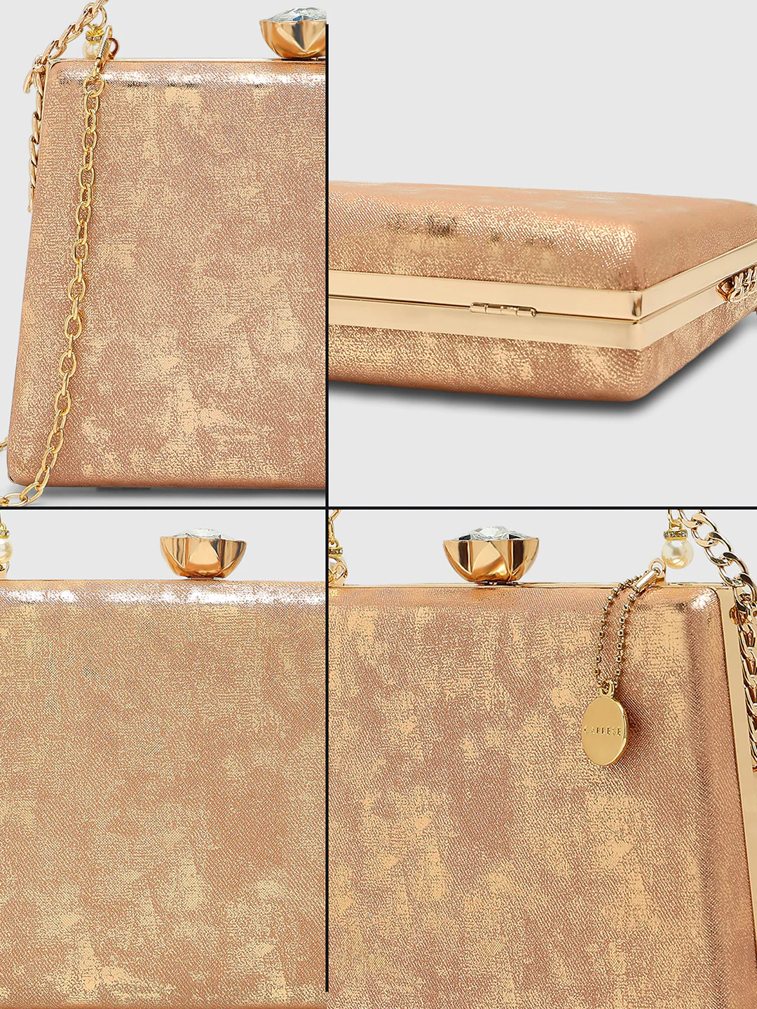 Caprese Zyrah Medium Copper Gold Clutch Bag - Image 7