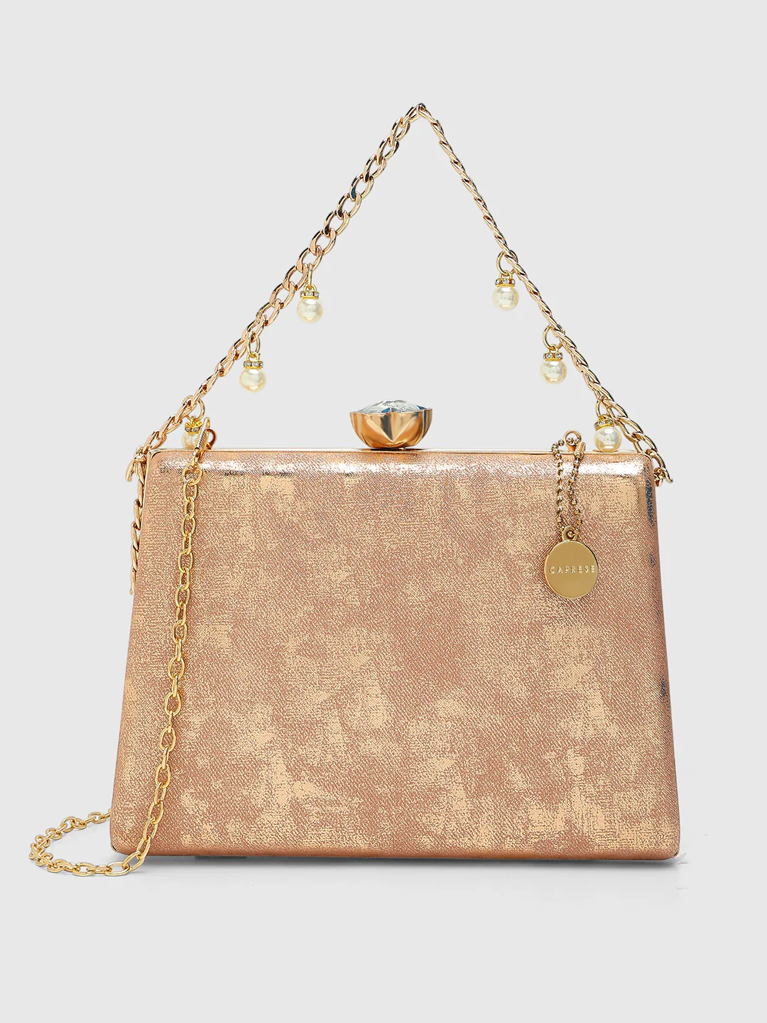 Caprese Zyrah Medium Copper Gold Clutch Bag - Image 9