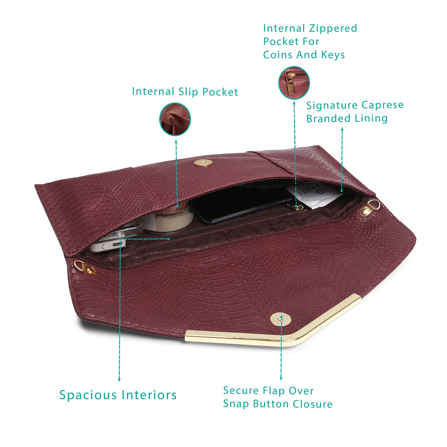 Caprese Dana Medium Crimson Red Clutch - Image 6