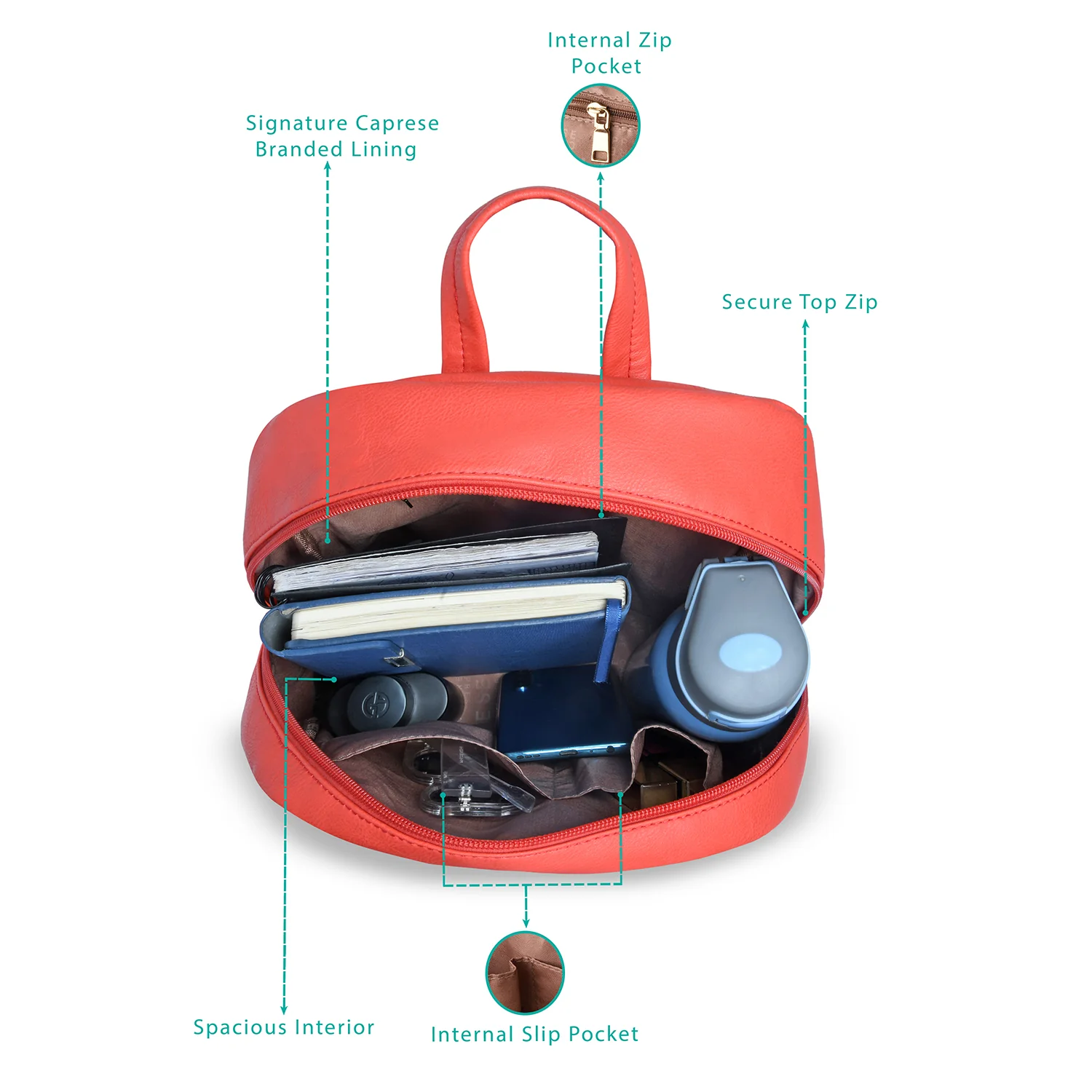 Caprese Dia Medium Orange Backpack - Image 6
