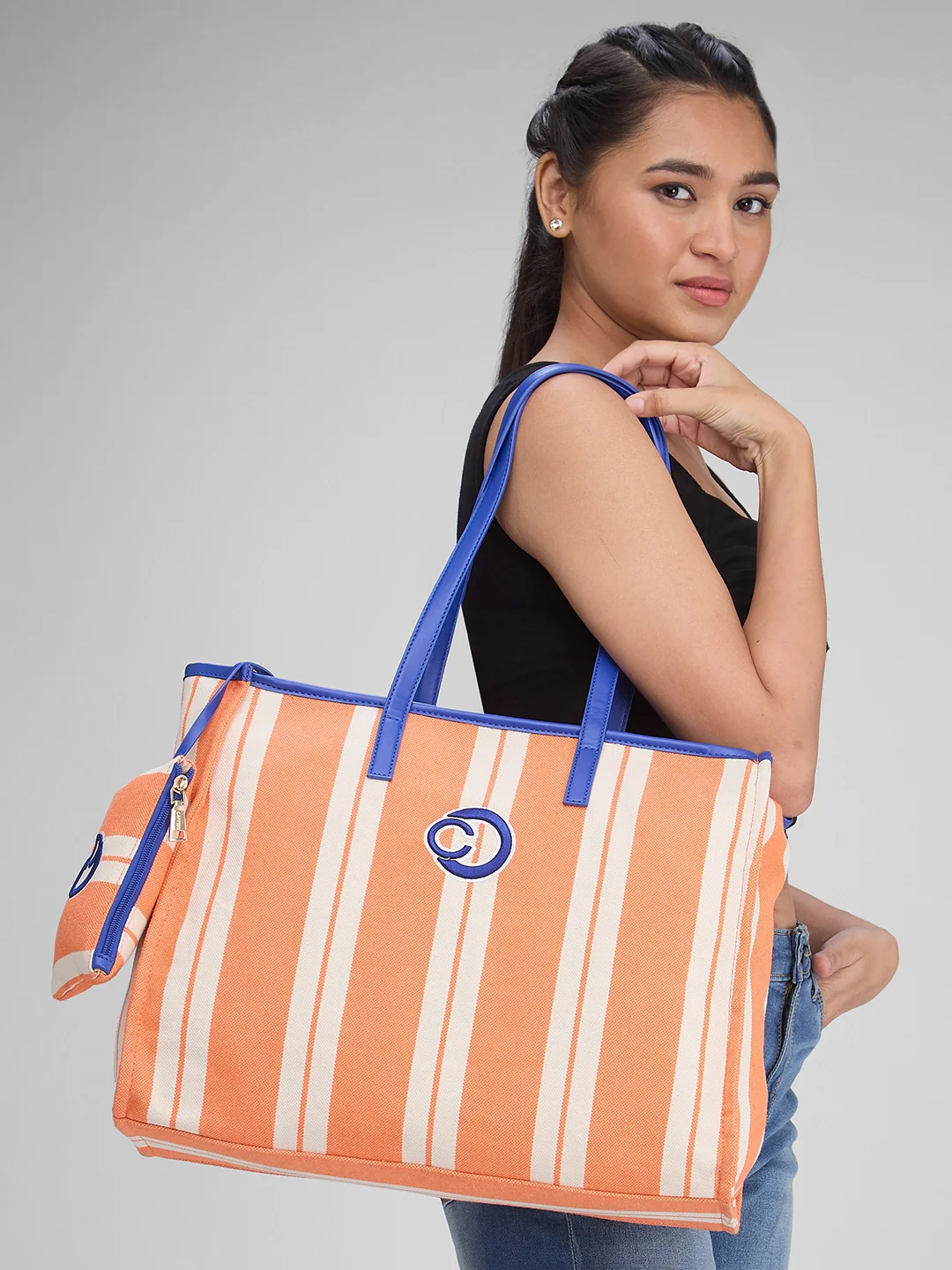 Caprese Dixie Large Orange Tote Bag - Image 12