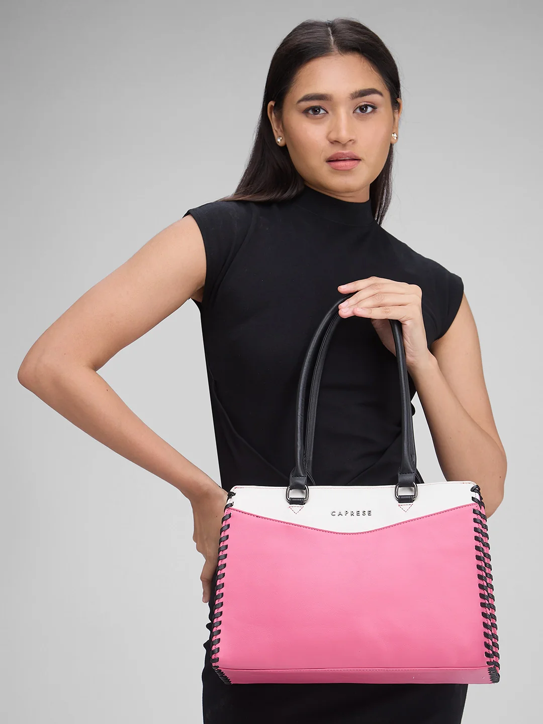 Caprese Rome Medium Flamingo Satchel Bag - Image 12