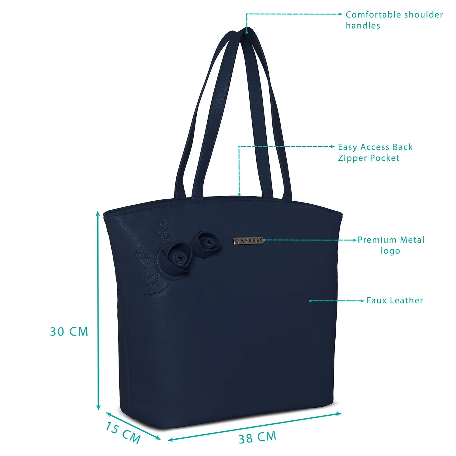 Caprese Rosamund Large Navy Satchel Bag - Image 4