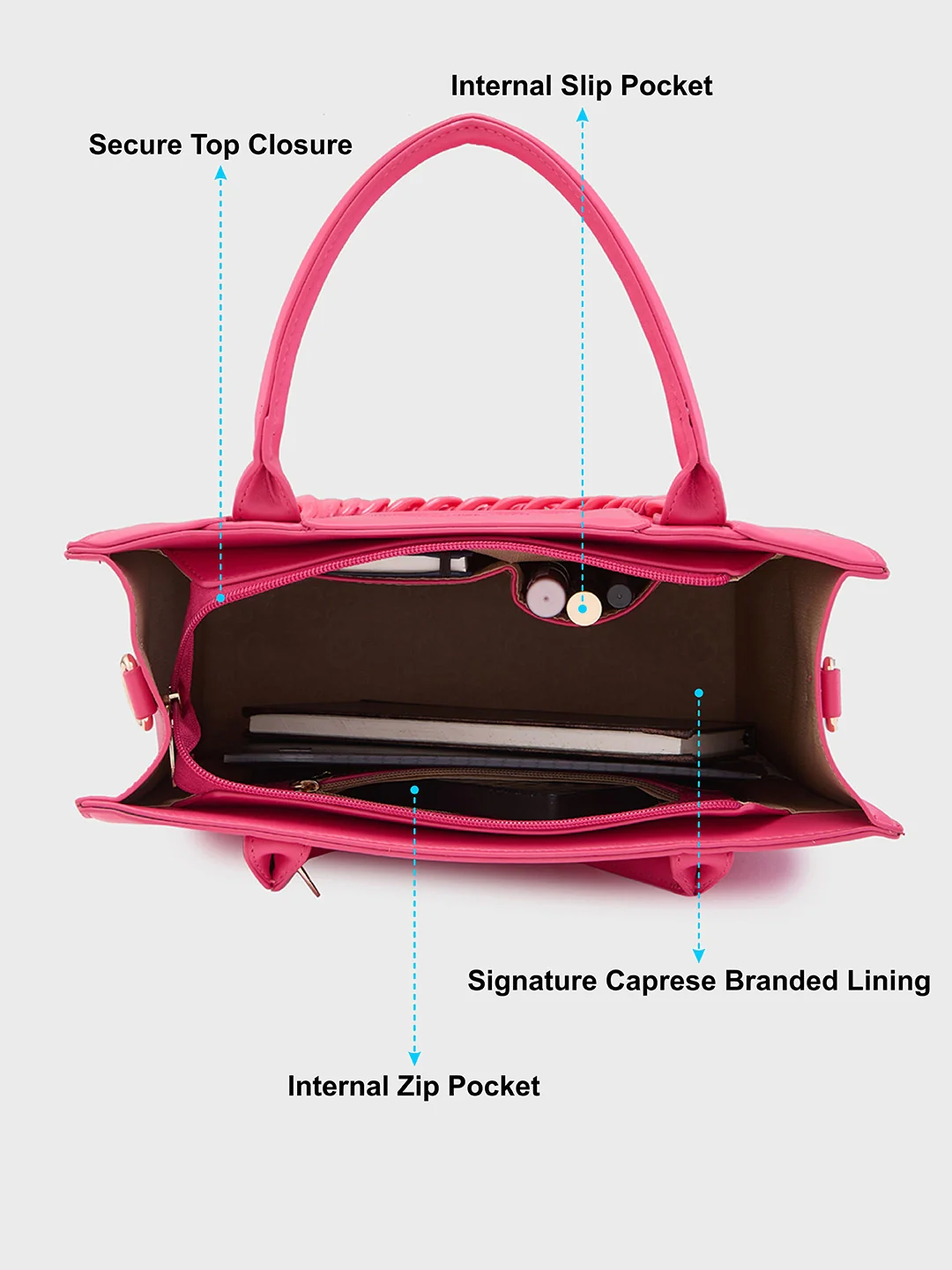 Caprese Roxana Medium Pink Tote Bag - Image 8