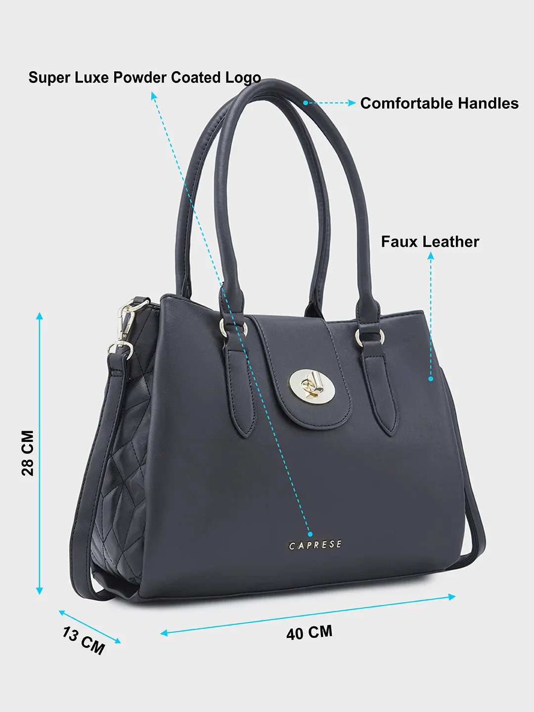 Caprese Sabrina Medium Black Satchel Bag - Image 6