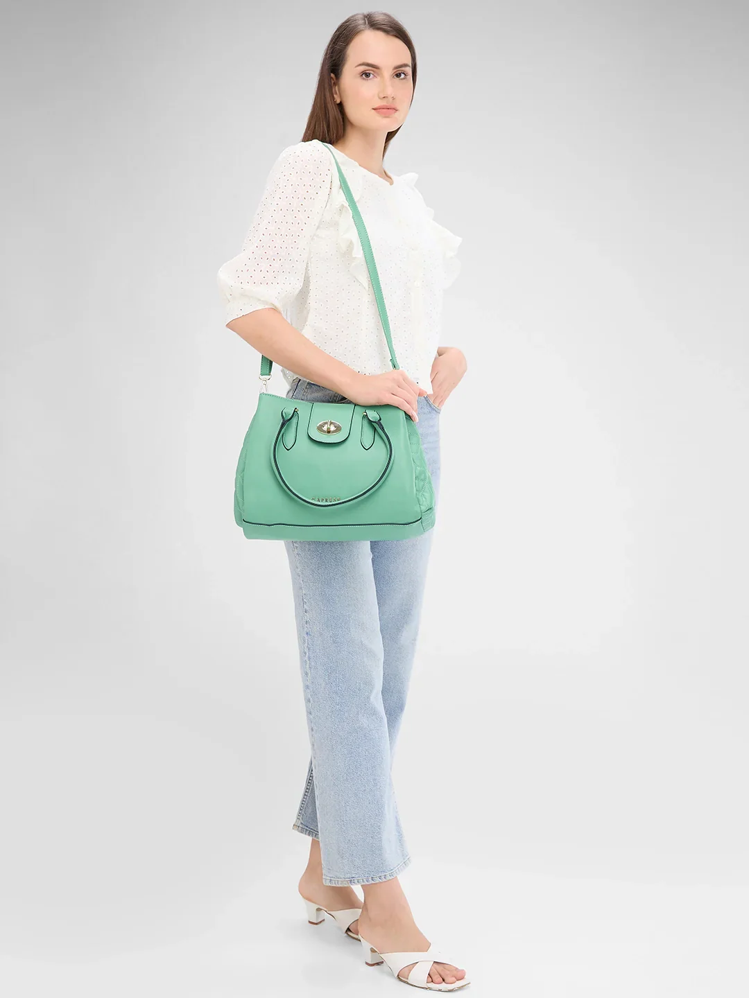 Caprese Sabrina Medium Mint Satchel Bag - Image 2