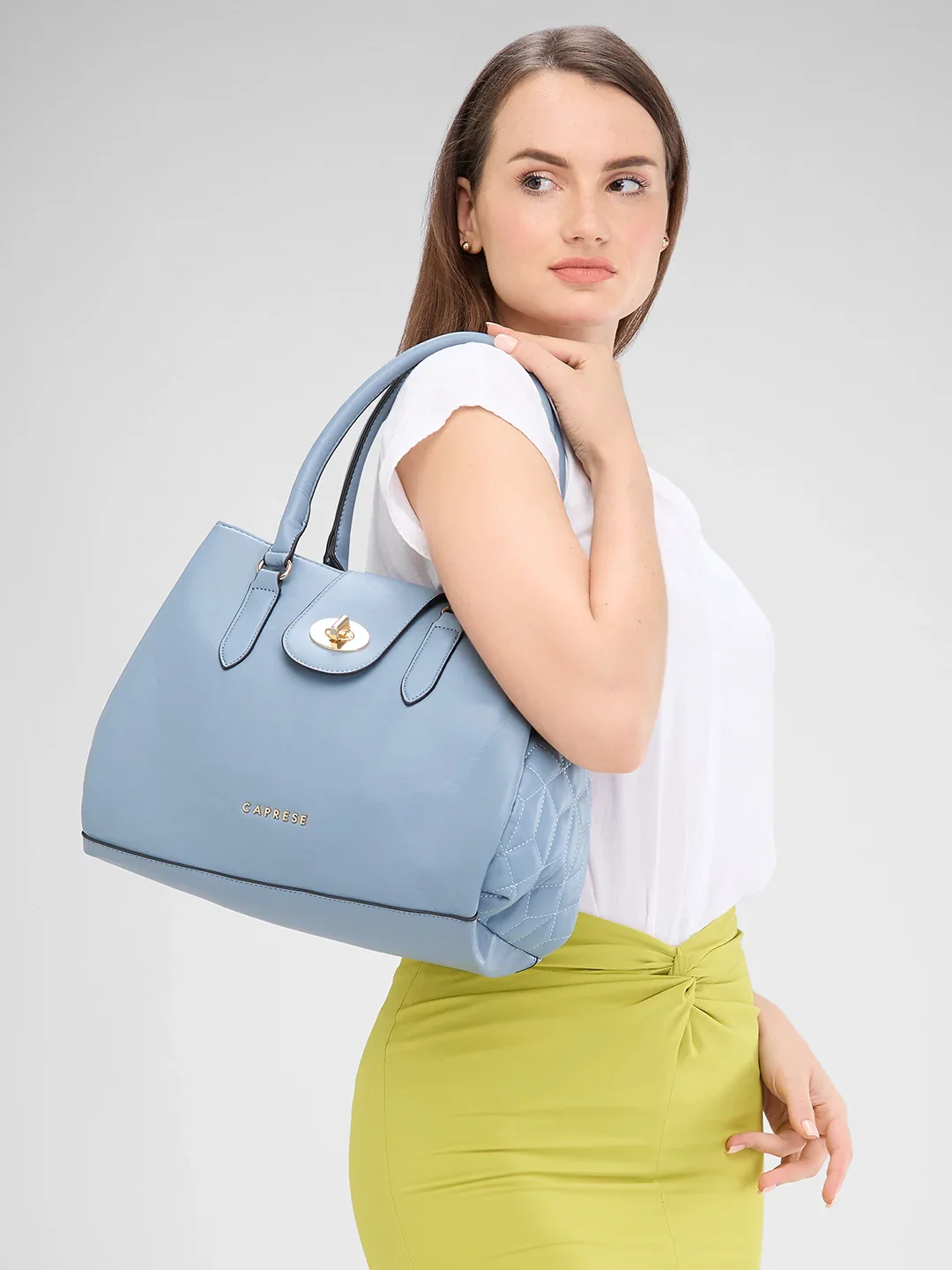 Caprese Sabrina Medium Powder Blue Satchel Bag - Image 12