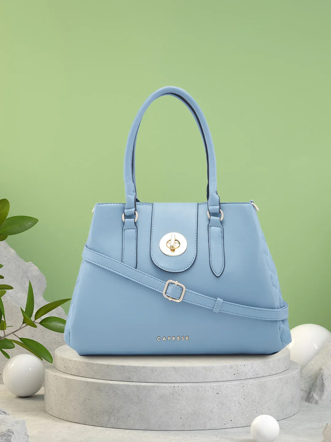 Caprese Sabrina Medium Powder Blue Satchel Bag - Image 13