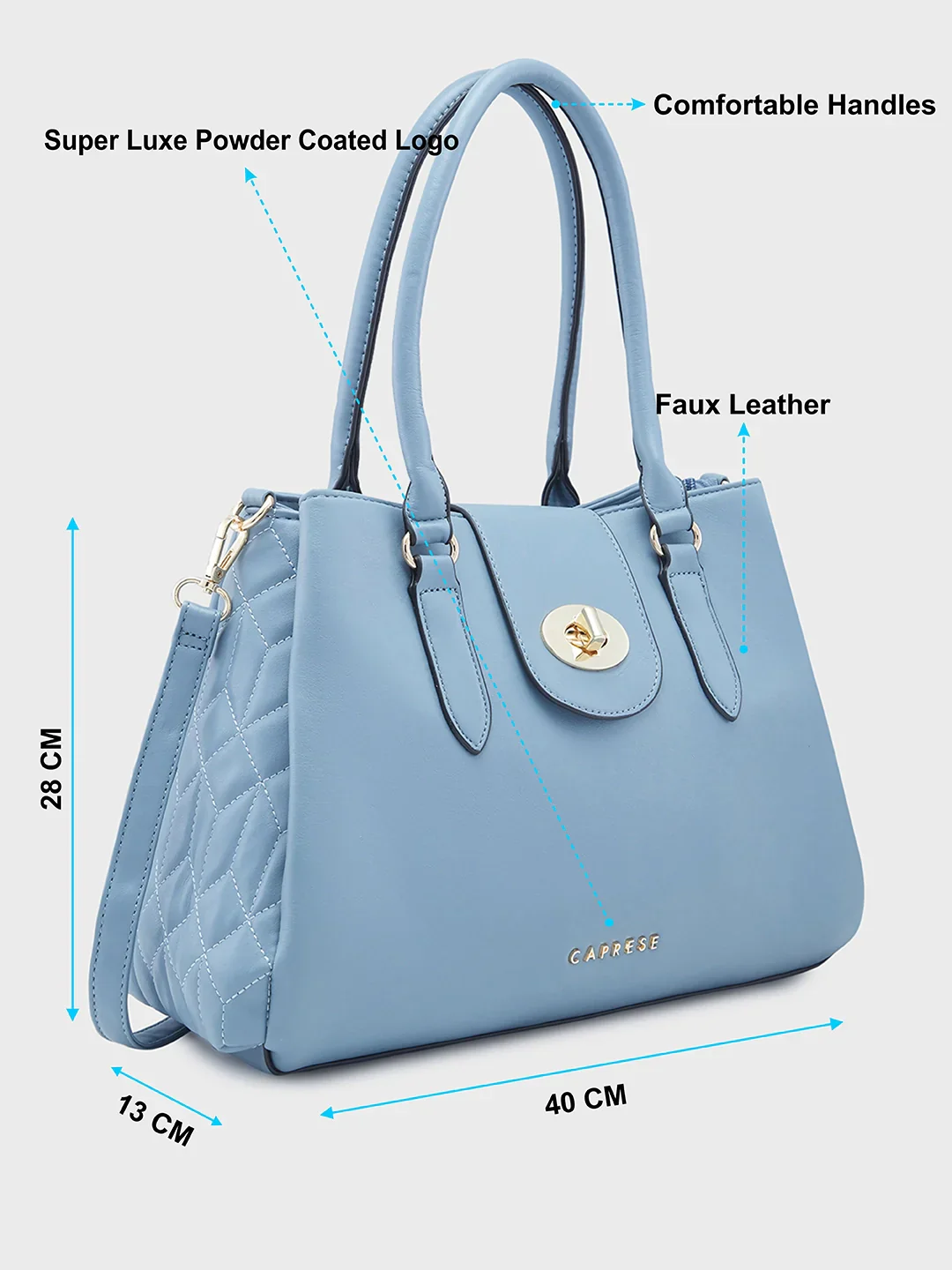Caprese Sabrina Medium Powder Blue Satchel Bag - Image 6
