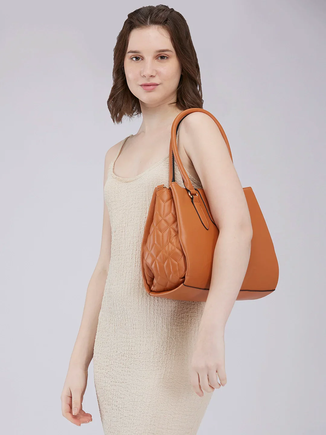 Caprese Sabrina Medium Tan Satchel Bag - Image 12
