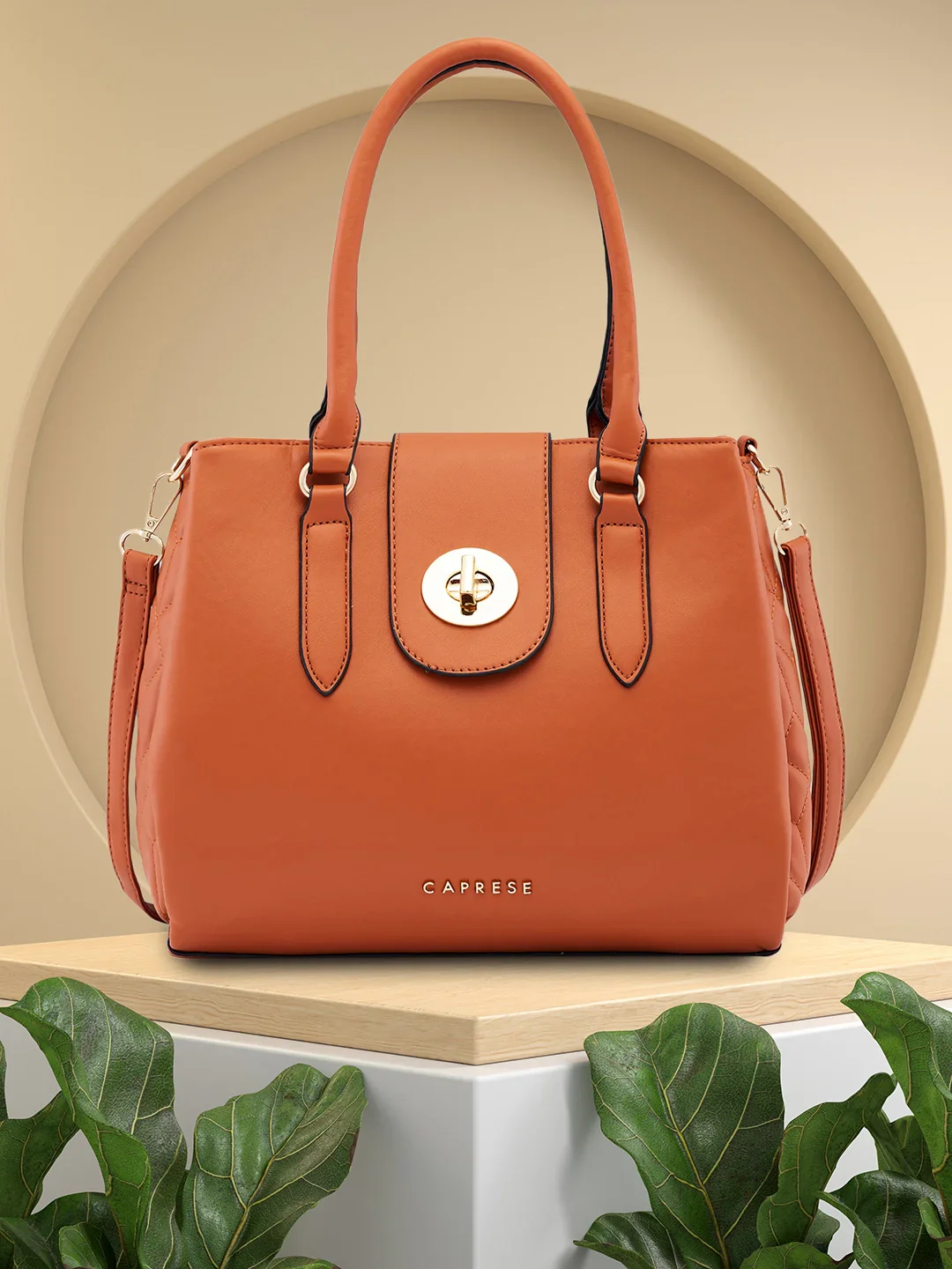 Caprese Sabrina Medium Tan Satchel Bag - Image 13