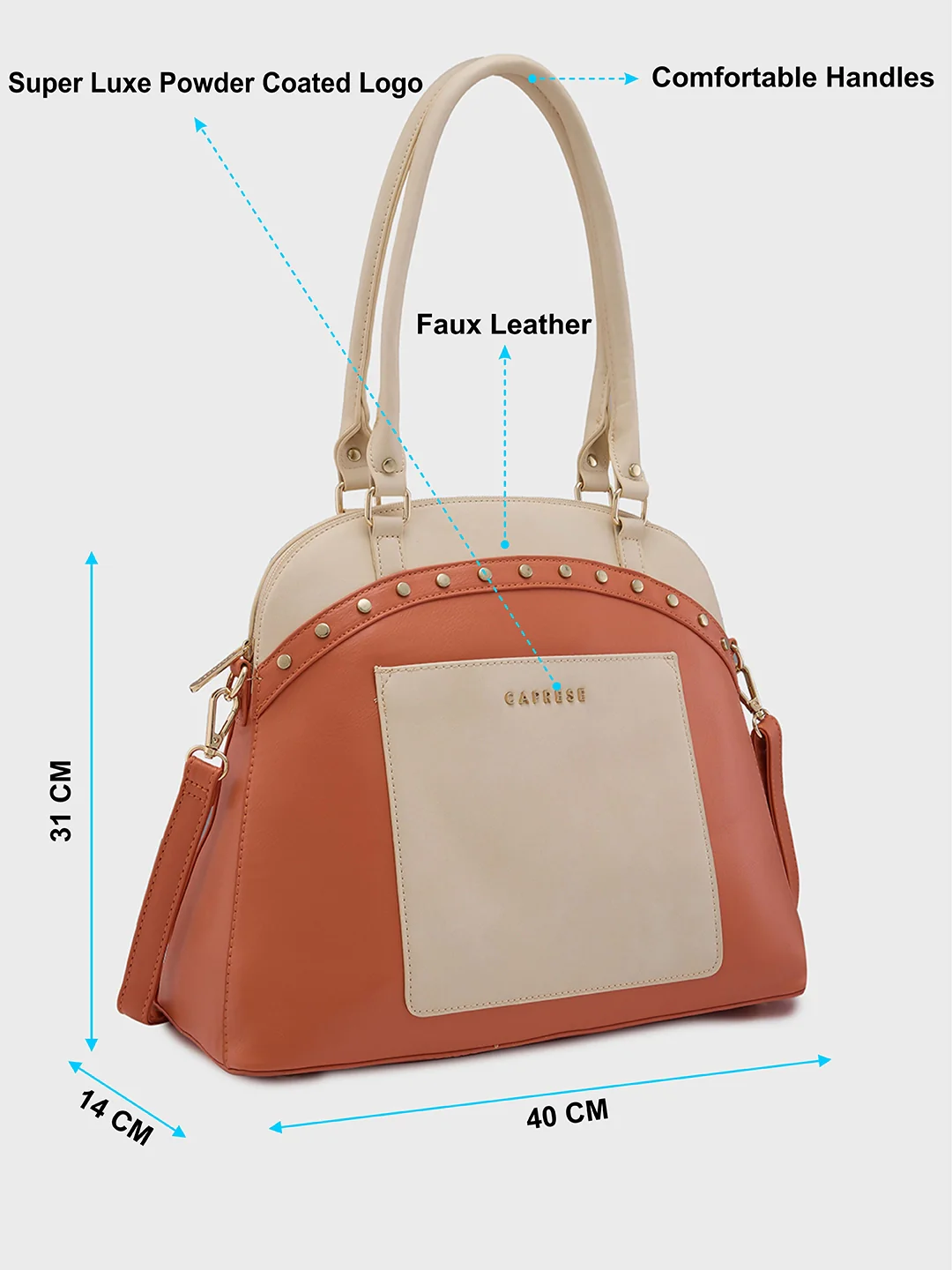 Caprese Shelby Large Beige Satchel Bag - Image 4